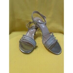 Nina New York Silver Sparkling Strappy  Shoes Ladies Size 9 Heels are 3” high
